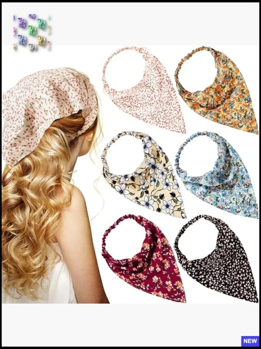 Floral Chiffon Hair Bandanas Set Boho Cottagecore Headbands with Clips